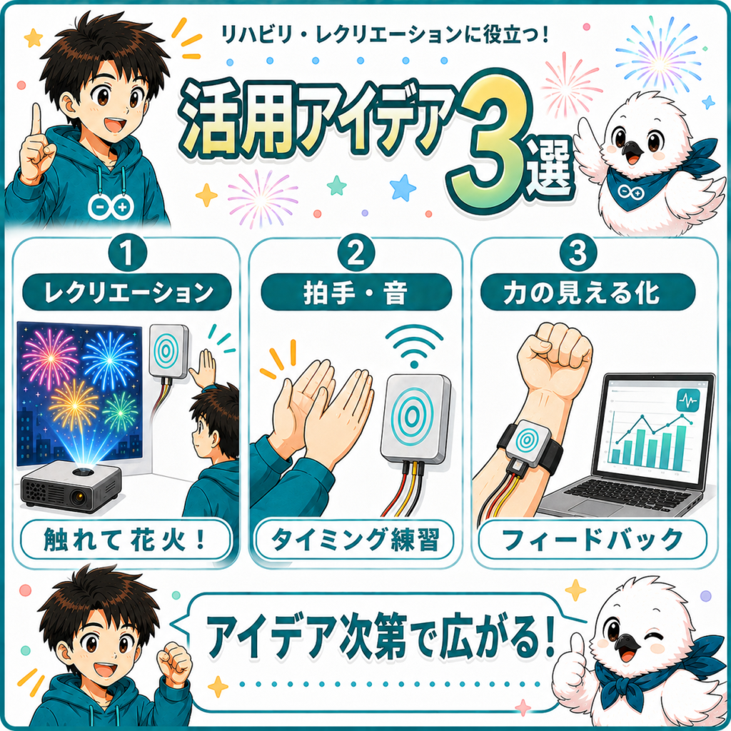 圧センサーを使ったリハビリ・レクリエーション活用のイメージ