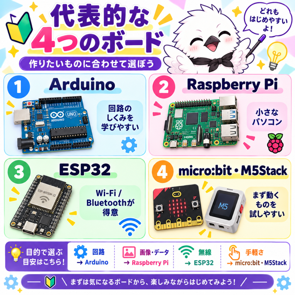 Arduino・Raspberry Pi・ESP32・micro:bitの特徴と選び方