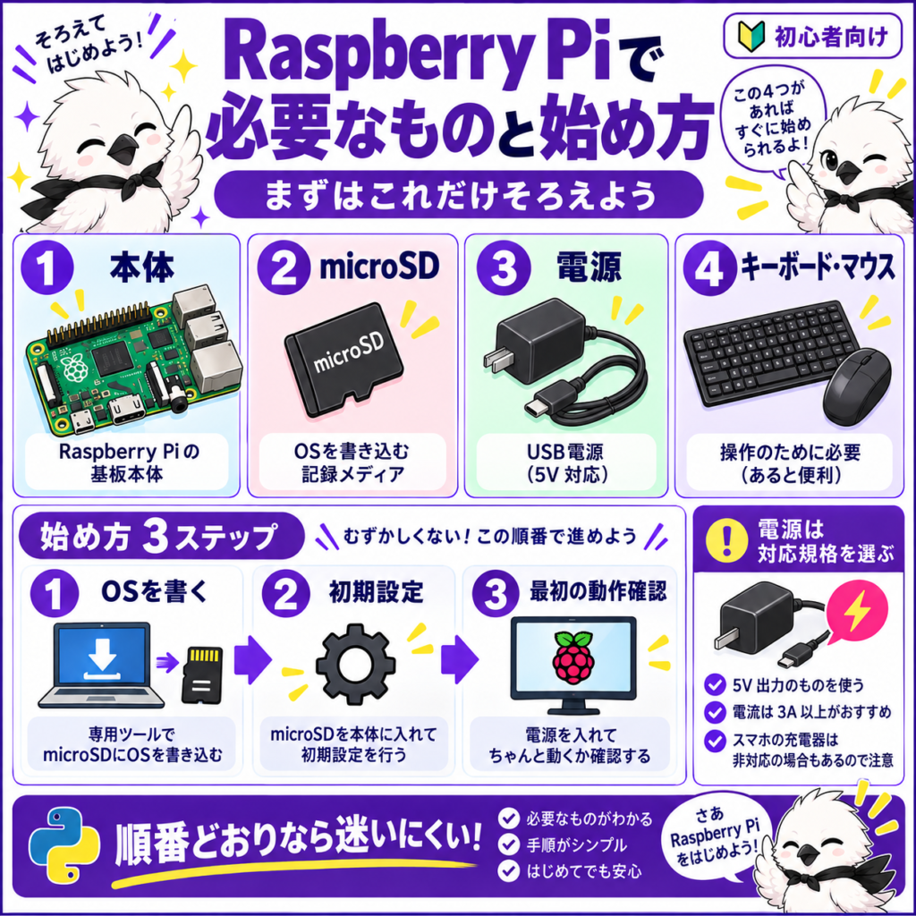 Raspberry Piを始めるために必要なものとセットアップ手順の図解