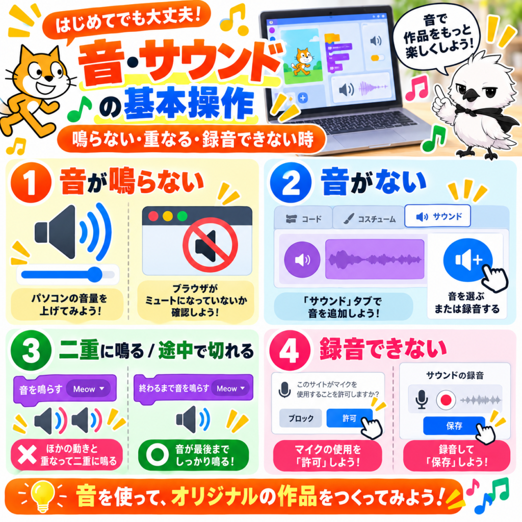 Scratchで音が鳴らない時や録音できない時の確認ポイント