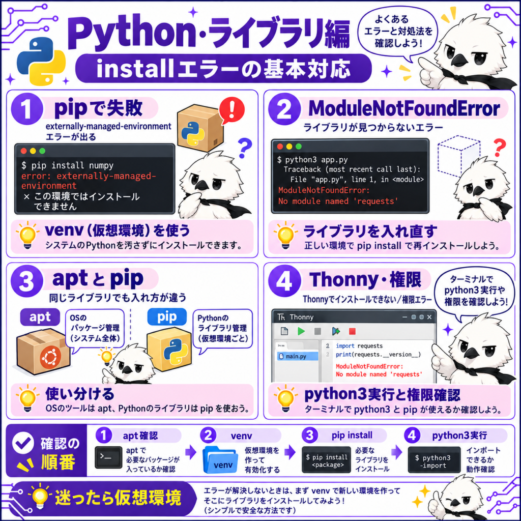 Raspberry PiのPythonライブラリエラーと仮想環境の対処方法
