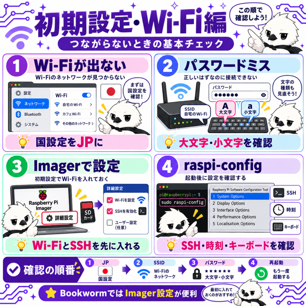 Raspberry PiのWi-Fi接続と初期設定トラブルの確認方法